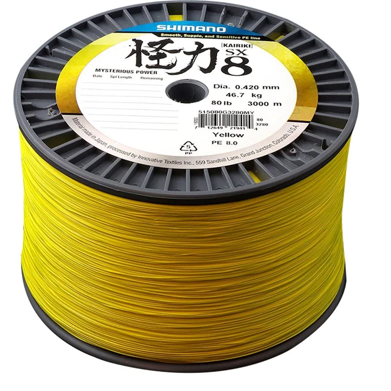 Shimano Line Kairiki 8 3000m 0.16mm 10.3kg Yellow Fishing Line
