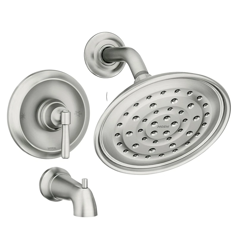 Moen 82970SRN Halle Posi-Temp Tub and Shower with Valve Included, Spot Resist Brushed Nickel