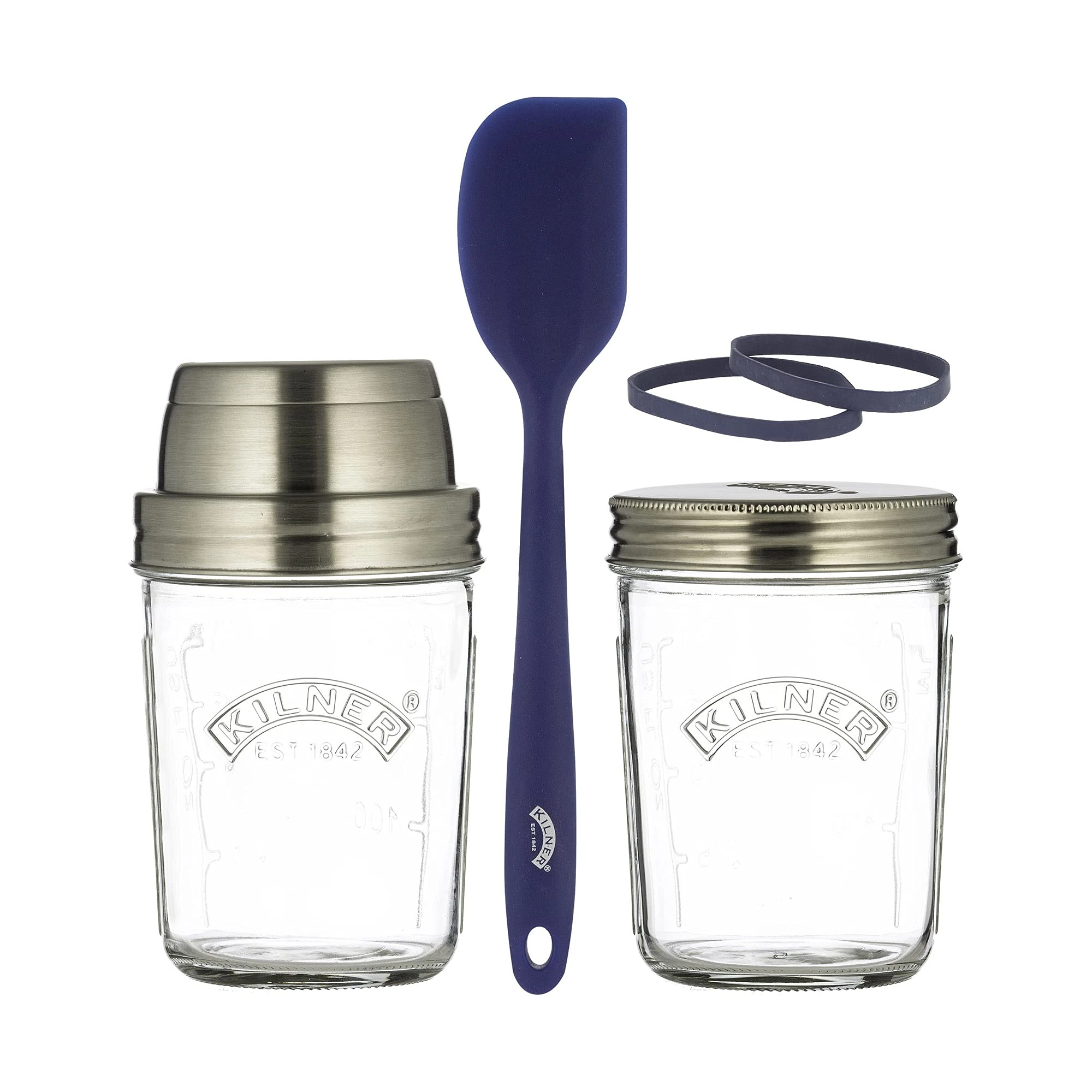 Kilner Sourdough Starter Set with 2 Glass Jars Measuring Lid Spatula and Recipe Booklet Perfect for Homemade Sourdough Bread, Pancakes, Pizza and Naan