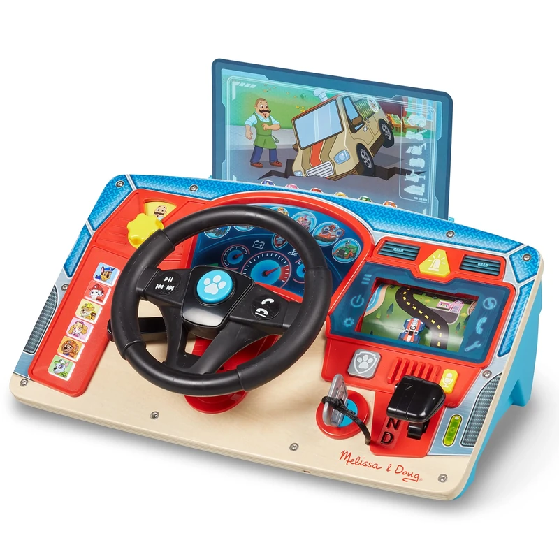 Melissa & Doug - Paw Patrol Wooden Dashboard and Steering Wheel, Rescue Mission with Skye, Rubble, Marshall, Chase, Educational Game, 3+ Years, Gift for Boys and Girls