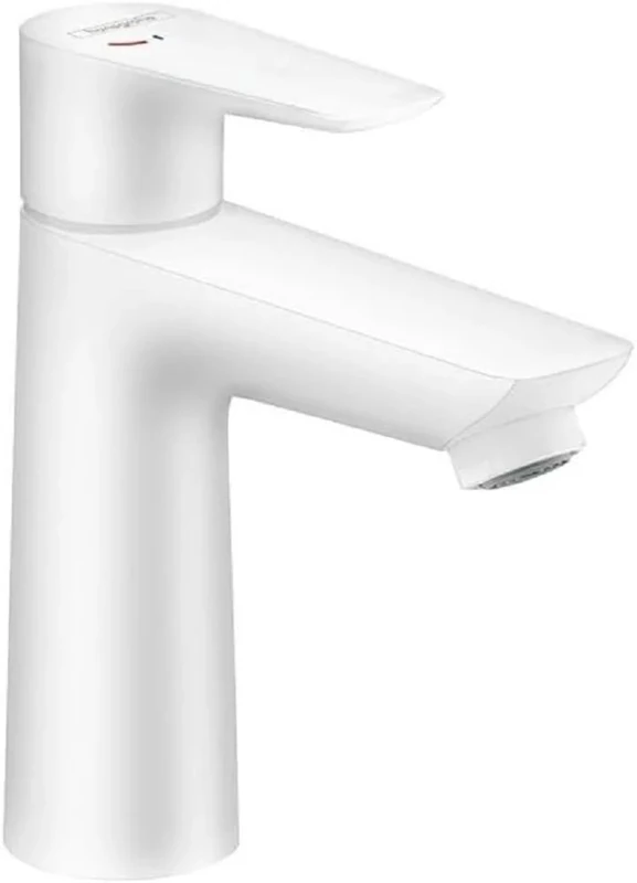 hansgrohe Talis E CoolStart Tap (Tap with Spout Height 110 mm) Single Lever Basin Mixer Without Drainage Fitting Matt White