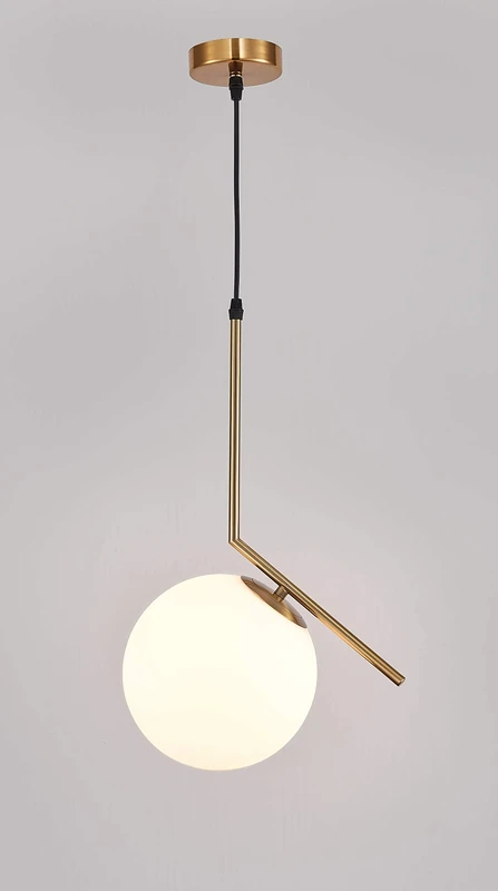 Am-Light Luxury Pendant Ceiling Light Bar with Industrial Shaped Bubble Glass, 20 cm Diameter, Gold