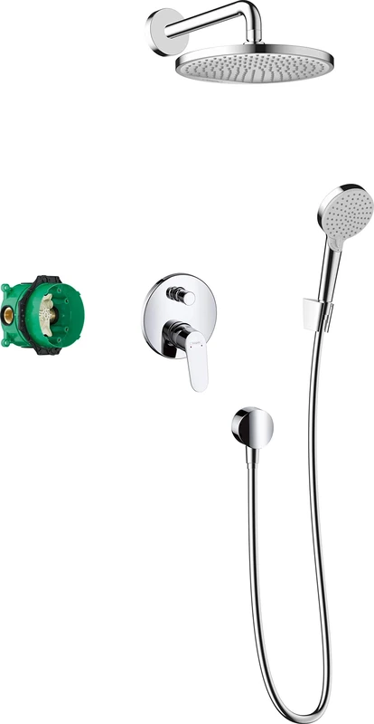 Hansgrohe Crometta S 240 27958000 Flush-Mounted Shower Set 7 in 1 Shower System with Shower Head Bath Mixer Shower Head Shower Hose Including Base Body and Brackets Chrome