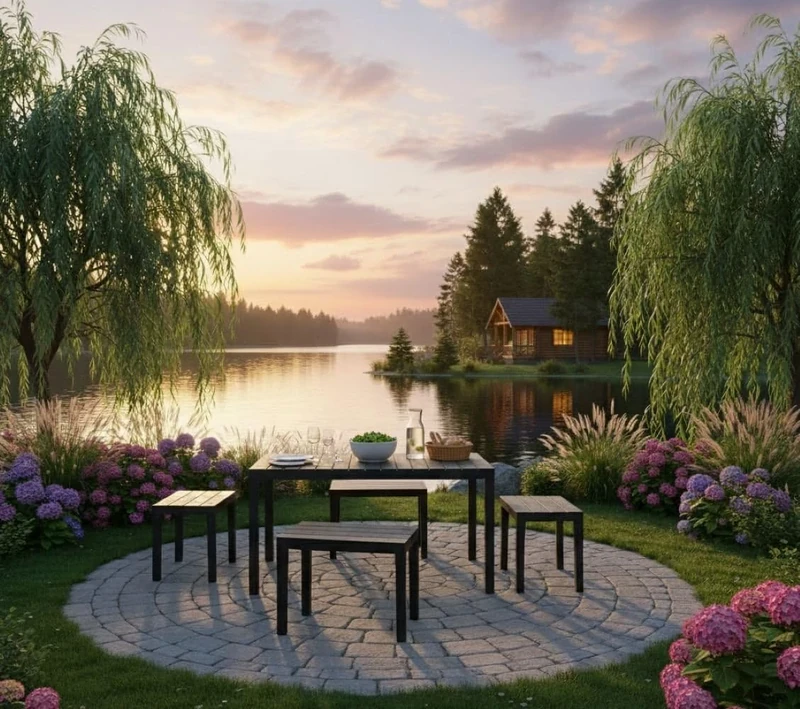 Dmora - Outdoor lounge set Sanremo, Garden set with 1 rectangular table and 4 benches, Indoor and outdoor Pic Nic set, 100% Made in Italy, Anthracite