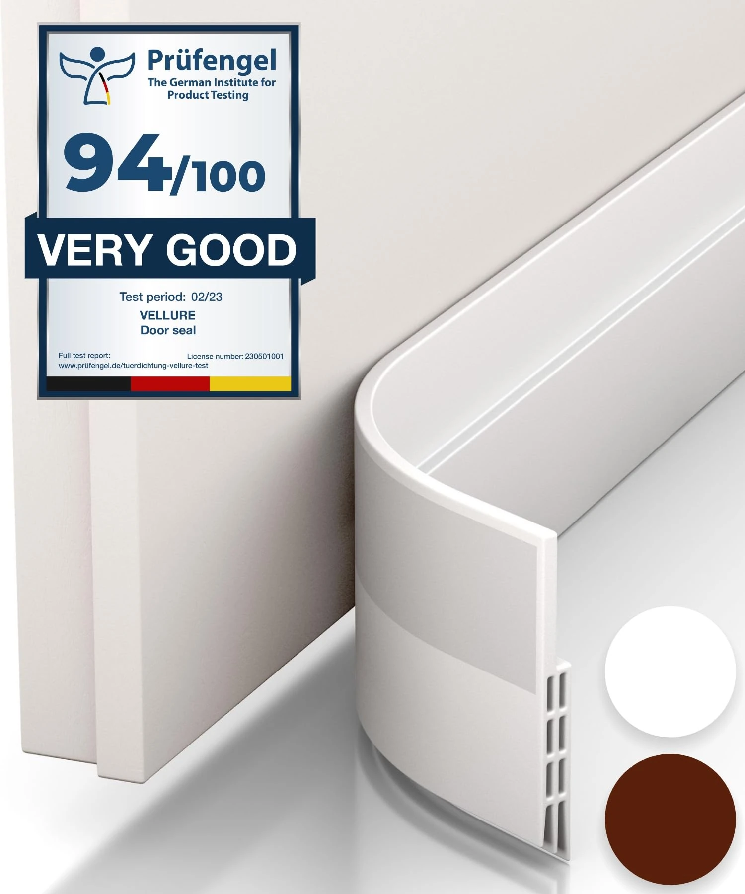 Vellure® 5x Premium Door Draft Excluder Strip - Door Seal for Energy Saving - Quick and Easy Installation - Draught Excluder for bottom of door - Ideal for Keeping Out Cold