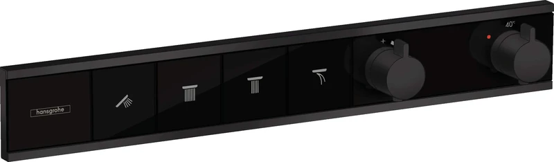 Hansgrohe 15382670 RainSelect Flush-Mounted Thermostat for 4 Consumers Matte Black, Brausekopf 360mm
