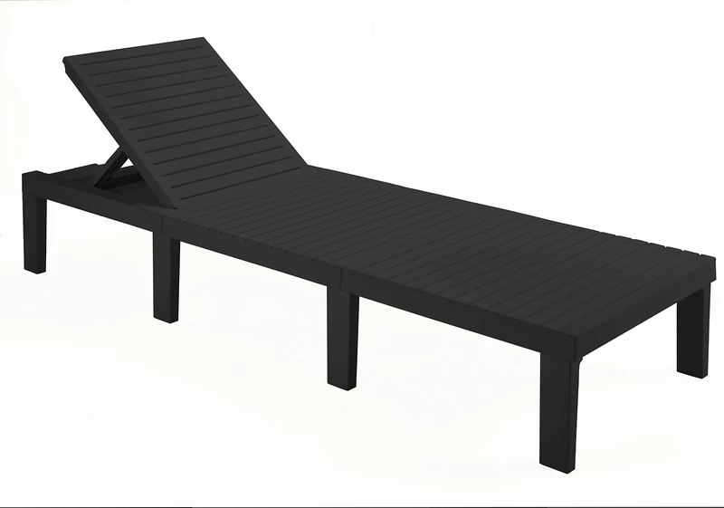 Dmora - Deck Chair Caserta, Adjustable garden deck chair, Outdoor cot, 100% Made in Italy, 195x65h78 cm, Anthracite