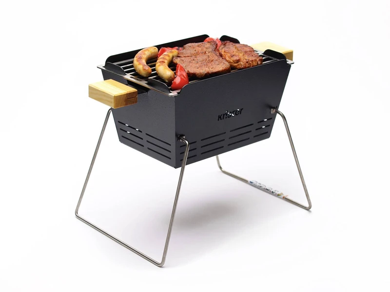 Knister Charcoal Grill - Small, Steel Grill, Portable BBQ Charcoal Grill for Garden or Balcony, Foldable Legs for Easy Transport (2-3 People)