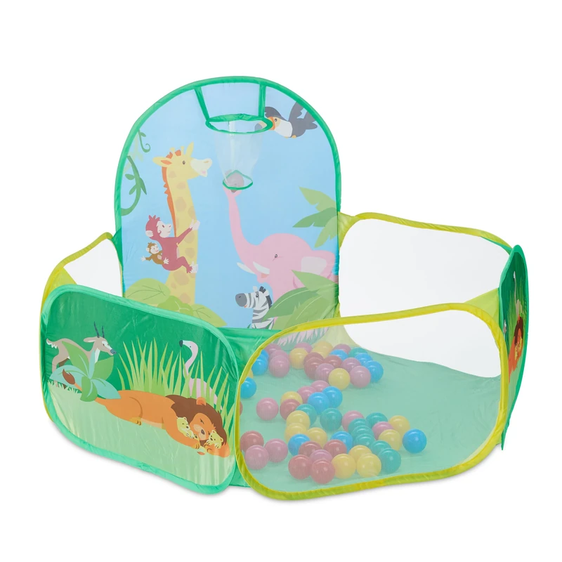 Relaxdays Ball Pool, with 50 Balls, for Children, Foam Pit, Portable, HxWxD 81x129x108cm, Safe, Fun, Activity, Colourful