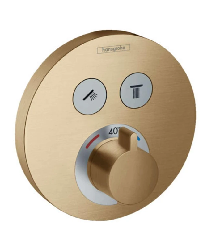 hansgrohe ShowerSelect S Flush-Mounted Thermostat for 2 Functions Brushed Bronze