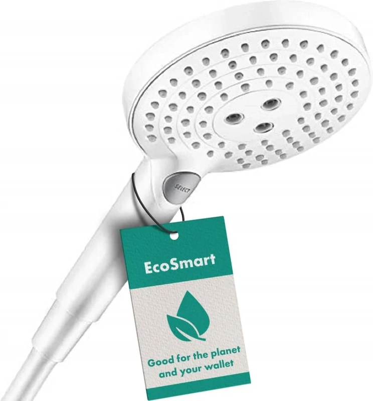hansgrohe Raindance Select S - water-saving shower head 9 l/min (EcoSmart), hand shower round (125 mm) with 3 sprays, with anti-limescale function, matt white, 26531700