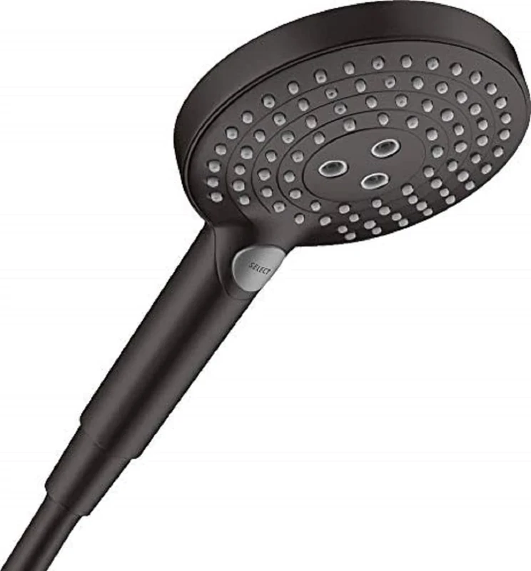 hansgrohe Raindance Select S - shower head, hand shower round (125 mm) with 3 sprays, with anti-limescale function, matt black, 26530670