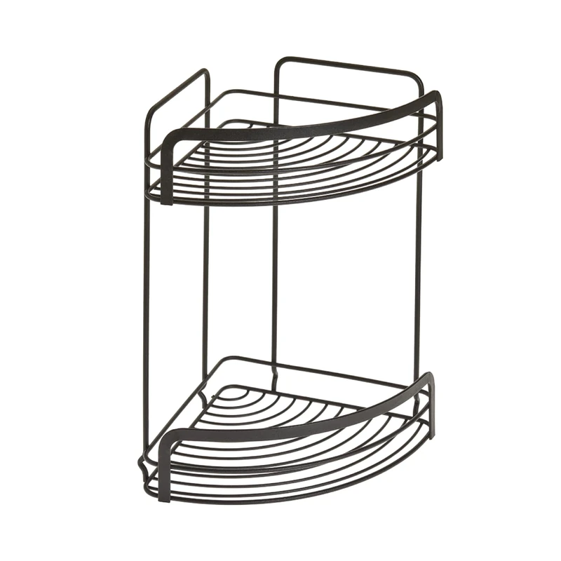 Metaltex Origin 2-Tier Corner Shelf – Wall-mounted Bathroom Storage Rack for Shower Essentials and Bath products - Touch-Therm Lava, 30 x 20 x 20 Centimeters