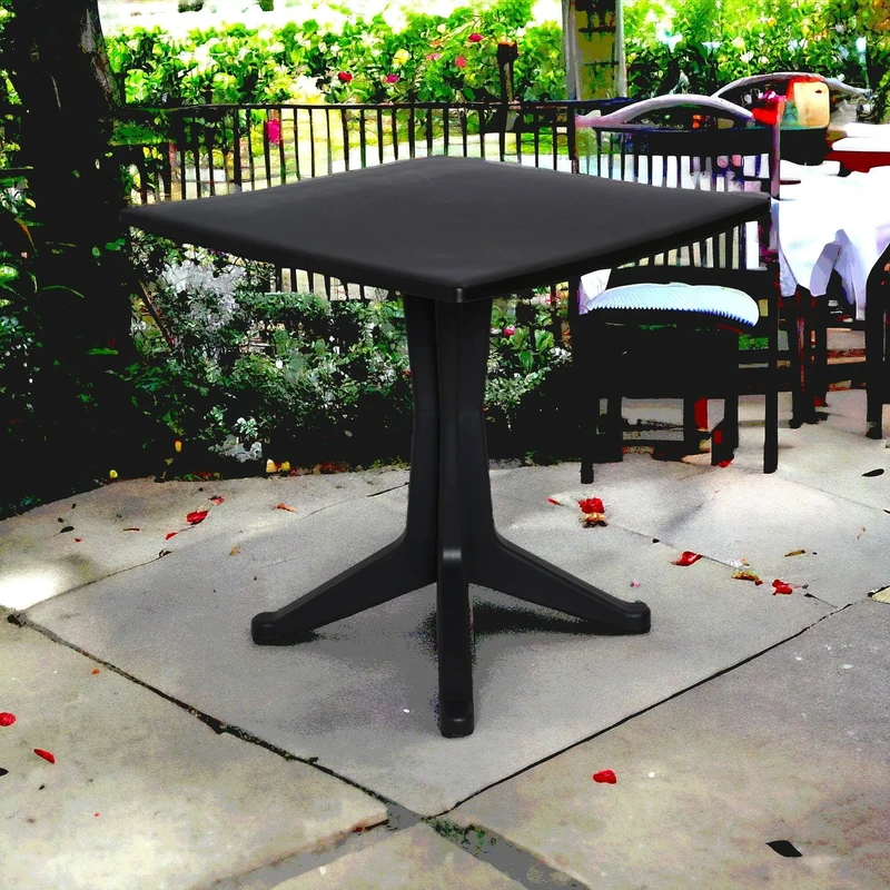 Dmora - Outdoor Table Trani, Fixed square table, Multipurpose garden table, 100% Made in Italy, 70x70h72 cm, Anthracite