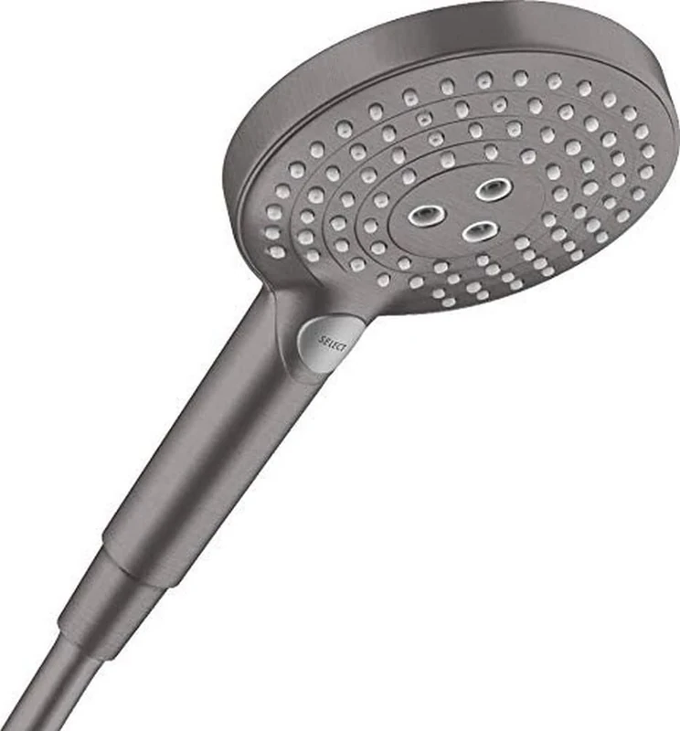 hansgrohe Raindance Select S - shower head, hand shower round (125 mm) with 3 sprays, with anti-limescale function, brushed black chrome, 26530340