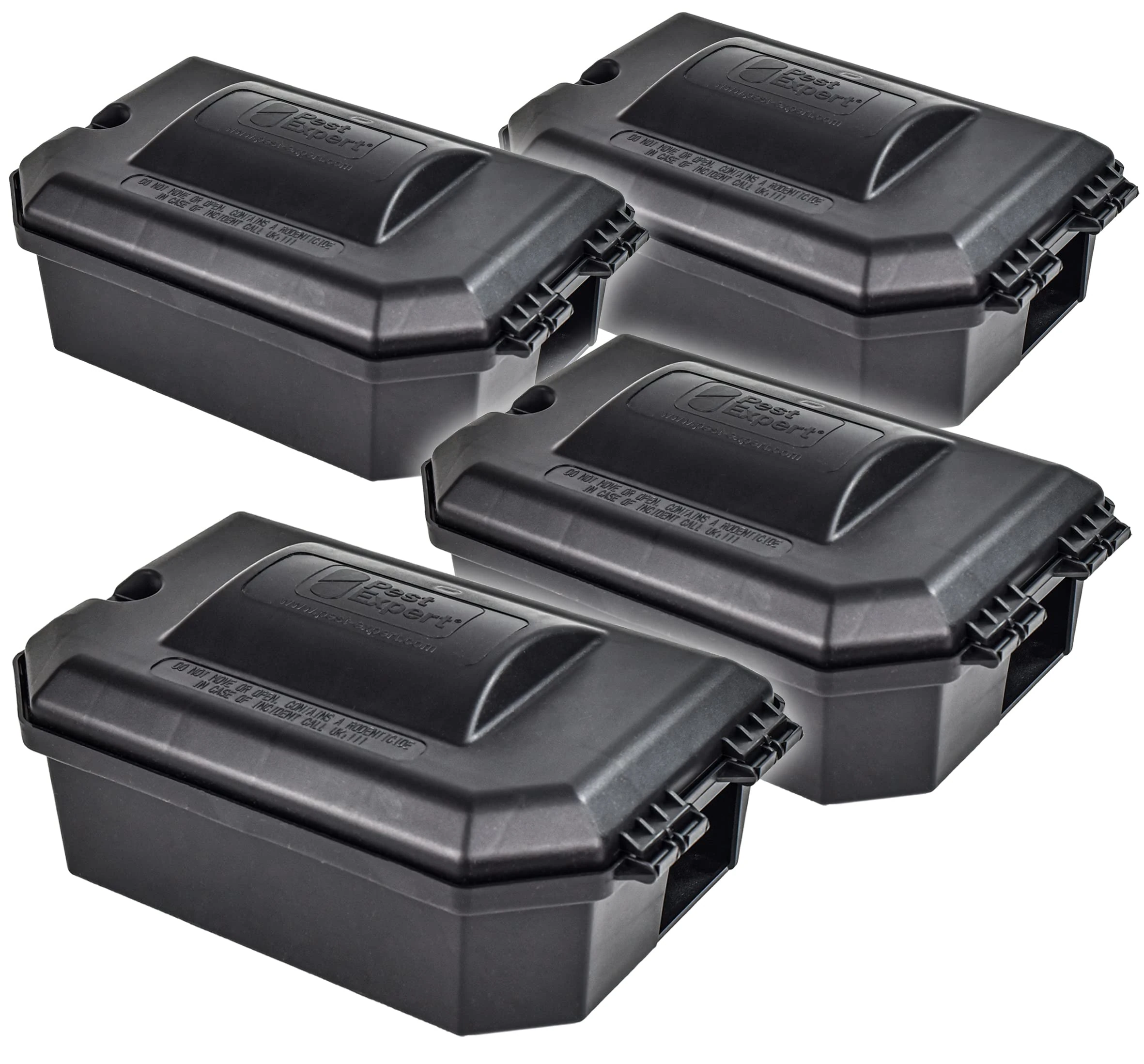 Pest Expert Heavy Duty Rat & Mouse Poison Outdoor Bait Boxes (x4) Large, Secure & Lockable Bait Stations for Rat Poisoning Super Strength Blocks, Grain & Pasta Bait, Industrial Strength, Key Included