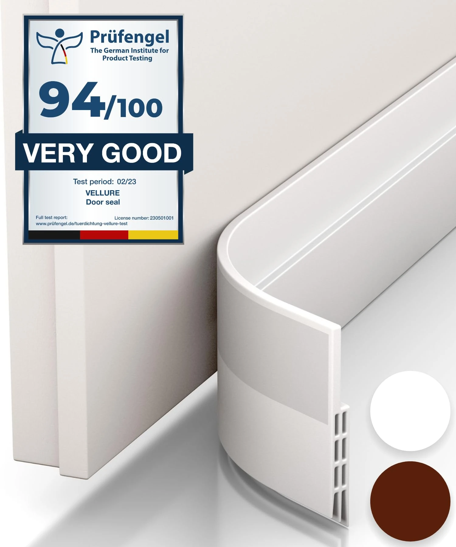 Vellure® Premium Door Draft Excluder Strip - Door Seal for Energy Saving - Quick and Easy Installation - Draught Excluder for bottom of door - Ideal for Keeping Out Cold