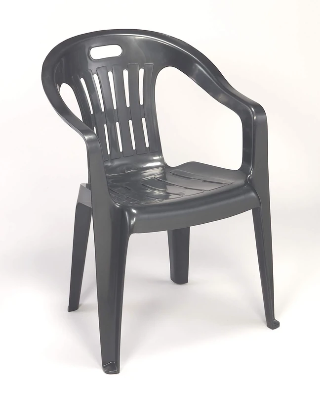 Dmora Stackable Chair Low Back with Armrests, Made in Italy, 56 x 55 x 78 cm, Anthracite