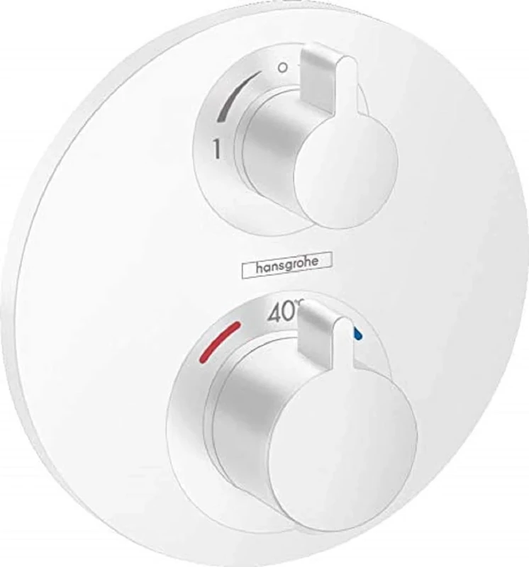 hansgrohe 15758700 Ecostat S Thermostat Unterputz für 2 Verbraucher Mattweiß, Matt White, 2 Outlets