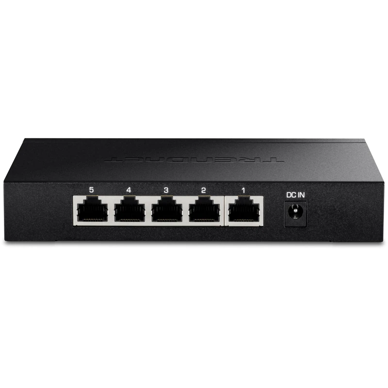 TRENDnet 5-Port Unmanaged 2.5G Switch, 5 x 2.5GBASE-T Ports, 25Gbps Switching Capacity, Backwards Compatible with 10-100-1000Mbps Devices, Fanless, Wall Mountable, Black, TEG-S350