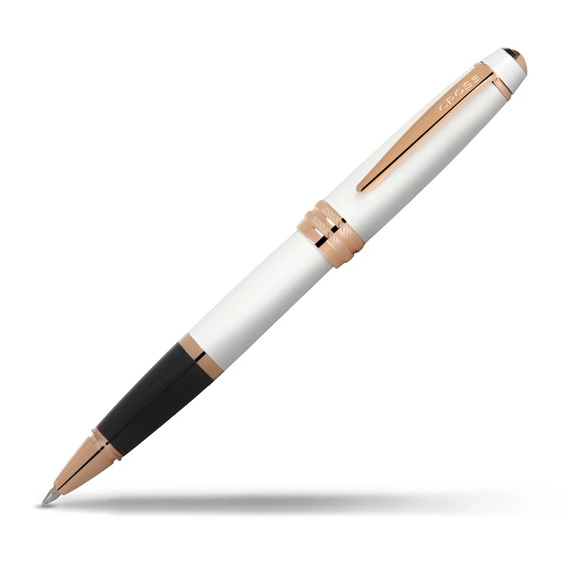 CROSS Bailey Pearlescent White Lacquer Rolling Ball Pen with rose gold appointments