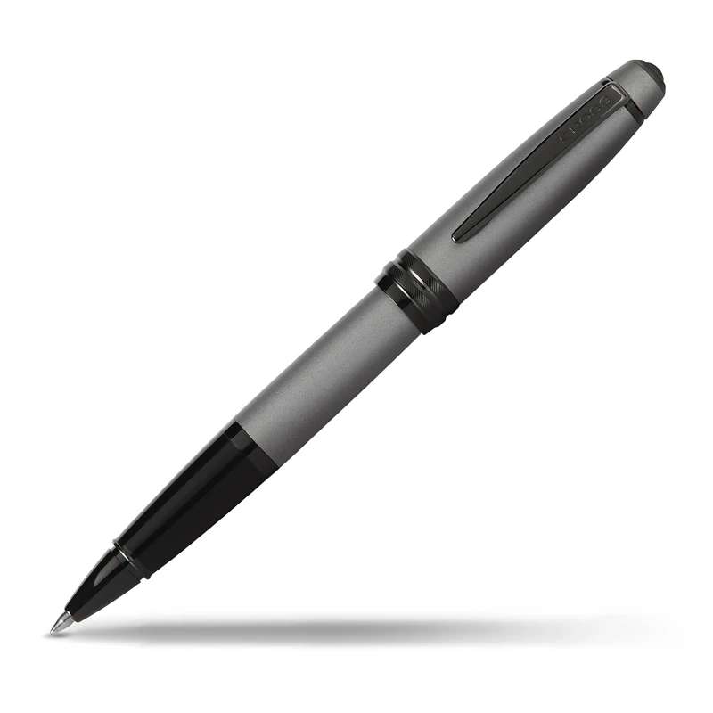 CROSS Bailey Matte Grey Lacquer Rolling Ball Pen with polished black PVD appointments
