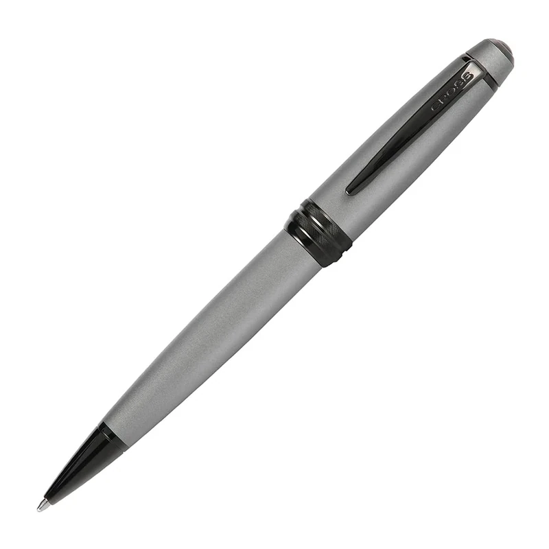 CROSS Bailey Matte Grey Lacquer Ballpoint Pen with polished black PVD appointments