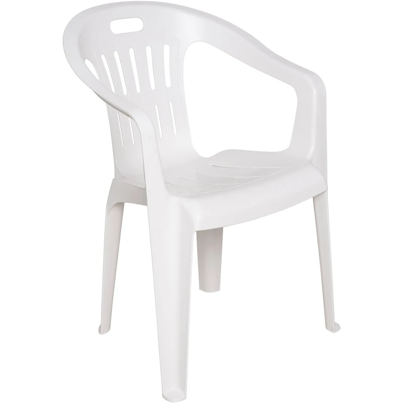 Dmora Stackable Chair Low Back with Armrests, Made in Italy, 56 x 55 x 78 cm, White