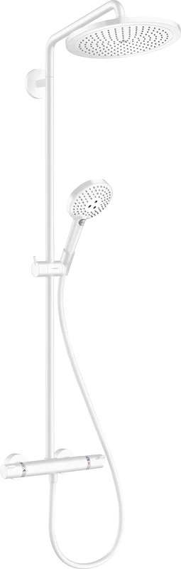 hansgrohe Croma Select S Showerpipe 280 Rain Shower System (Shower Head, Shower Rail, Thermostat, Hose, 3 Jet Types) Matte White
