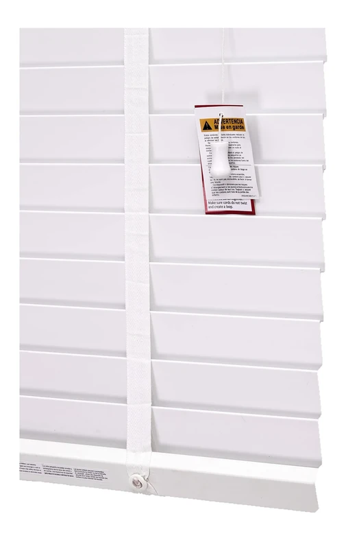 funky gadgets smooth Faux Wood wooden Venetian Blinds ONE With STRINGS and THE OTHER with TAPE 50mm Slats TRIMMABLE (White With Tape, 45cm width x 150cm drop)