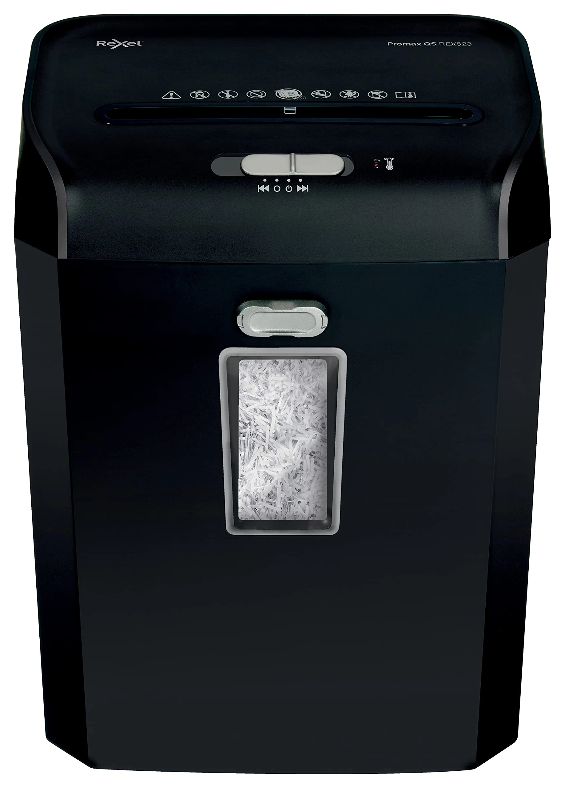 Rexel REX823 Cross Cut Paper Shredder, Shreds 8 Sheets, P4 Security, Small Office, 23L bin, Ultra Quiet, ProMax QS Range, 2104583