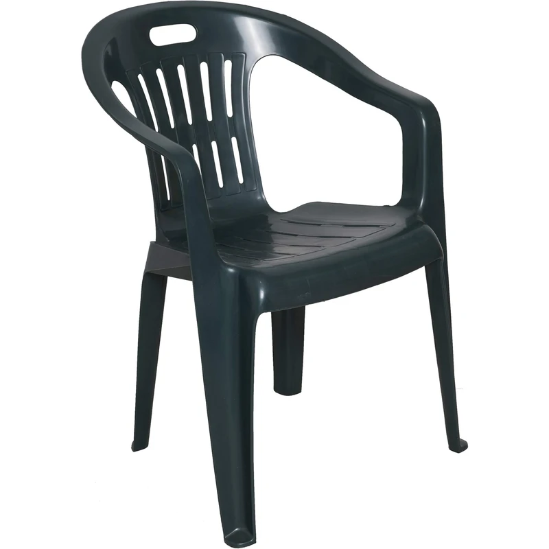 Dmora Stackable Chair Low Back with Armrests, Made in Italy, 56 x 55 x 78 cm, Green
