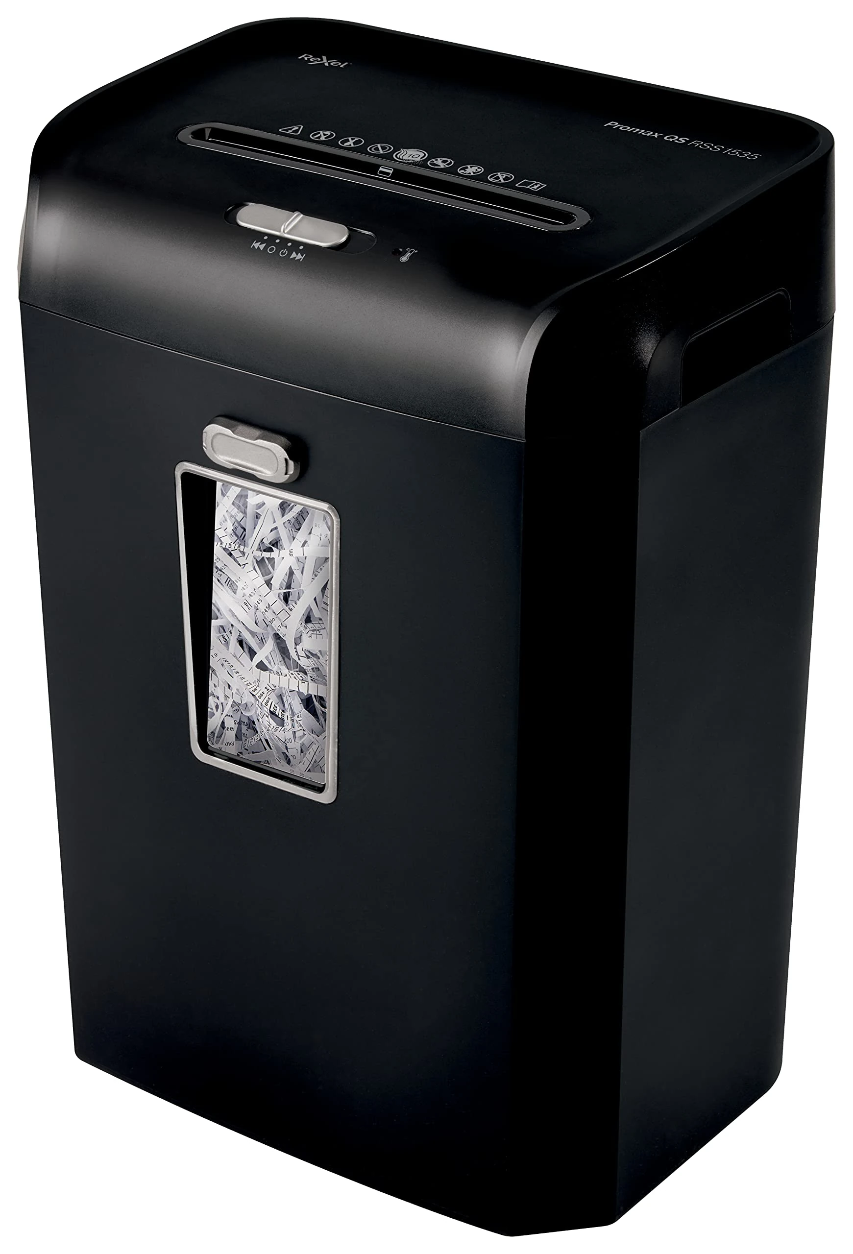Rexel RSS1535 Strip Cut Paper Shredder, Shreds 15 Sheets, P2 Security, Small Office, 35L bin, Ultra Quiet, ProMax QS Range, 2104586