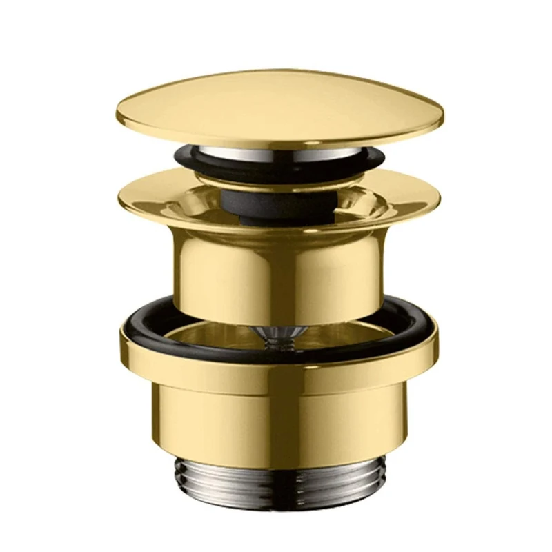 hansgrohe Push-Open Drain Fitting for Basin and Bidet Mixer Taps Polished Gold Look