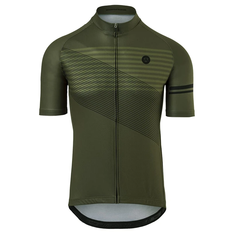 Striped Sport Jersey Man Army Green - Short Sleeves