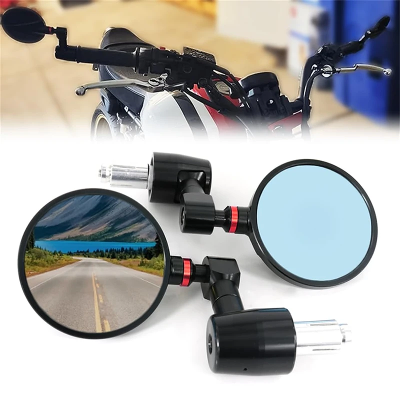 Xitomer for MT-07 FZ-07 Bar End Mirror, Fit for MT-09 FZ-09 2013 2014 2015 2016 2017 2018 2019 2020 Rear View Mirror for MT-07 FZ07 / FZ6 Fazer / XSR700 2018-2020 / XSR 900 (Black & Red)