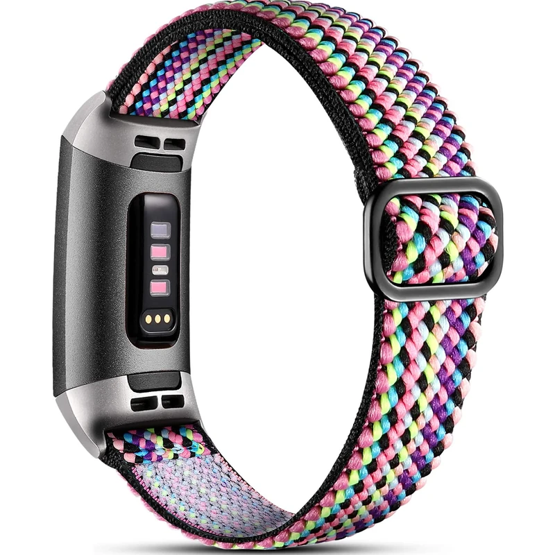 Dirrelo Stretchy Strap Compatible with Fitbit Charge 3 Band/Fitbit Charge 4 Belt, Soft Adjustable Elastic Replacement with Stylish Pattern, Nylon Woven Sport Band for Women and Men, Adjustable for