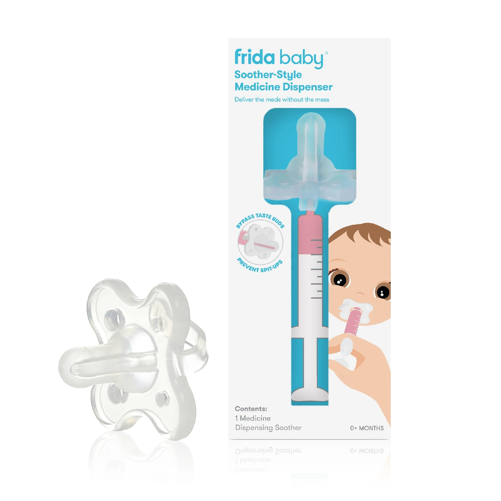 Frida Baby Soother-Style Medicine Dispenser, Medi Frida Baby Medicine Accu-Dose Soother, Baby Medicine Dispenser for Mess & Fuss Free Use