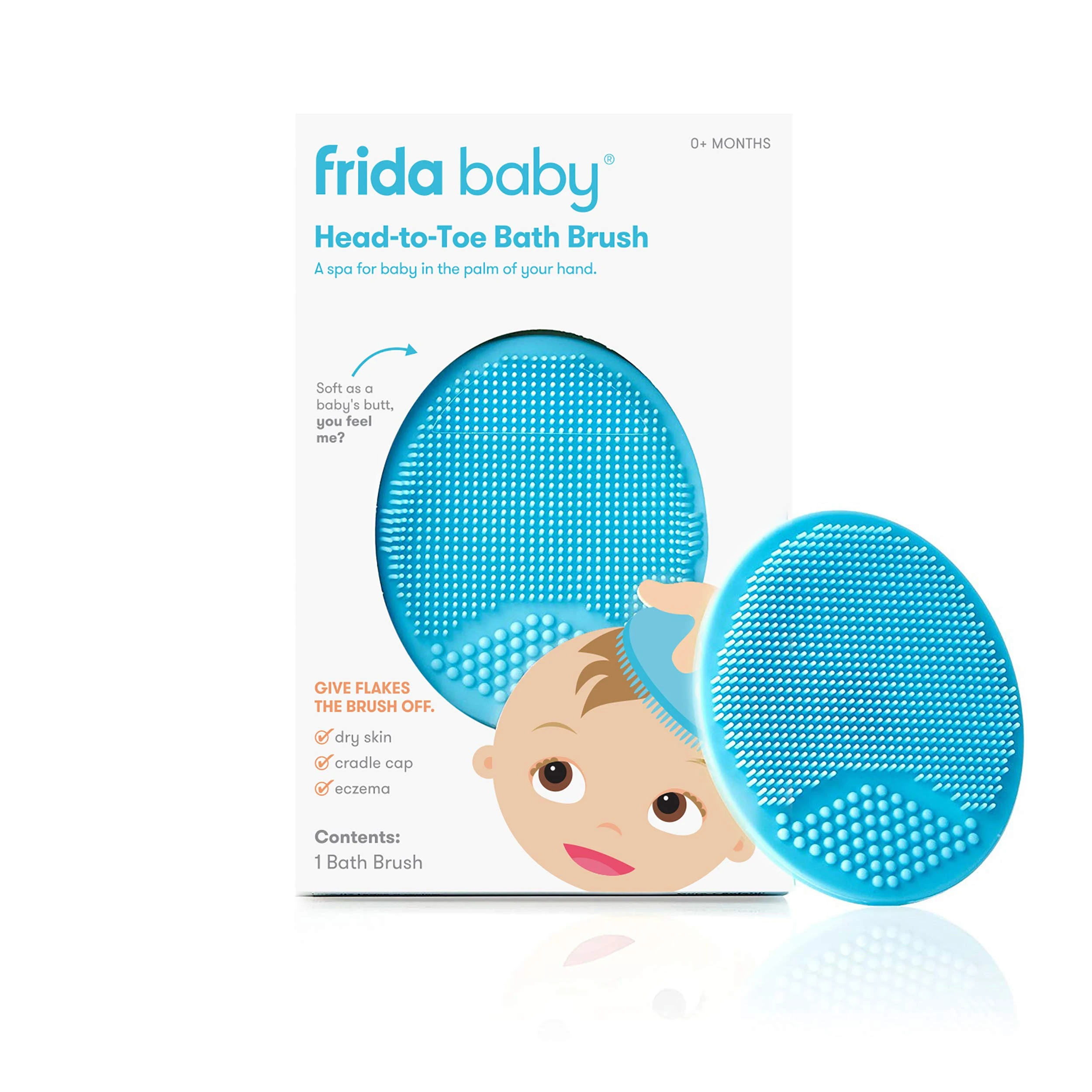 Frida Baby DermaFrida the SkinSoother Baby Bath Brush: Cradle Cap Brush for Babies, Baby Essential for Dry Skin, Cradle Cap Treatment and Eczema