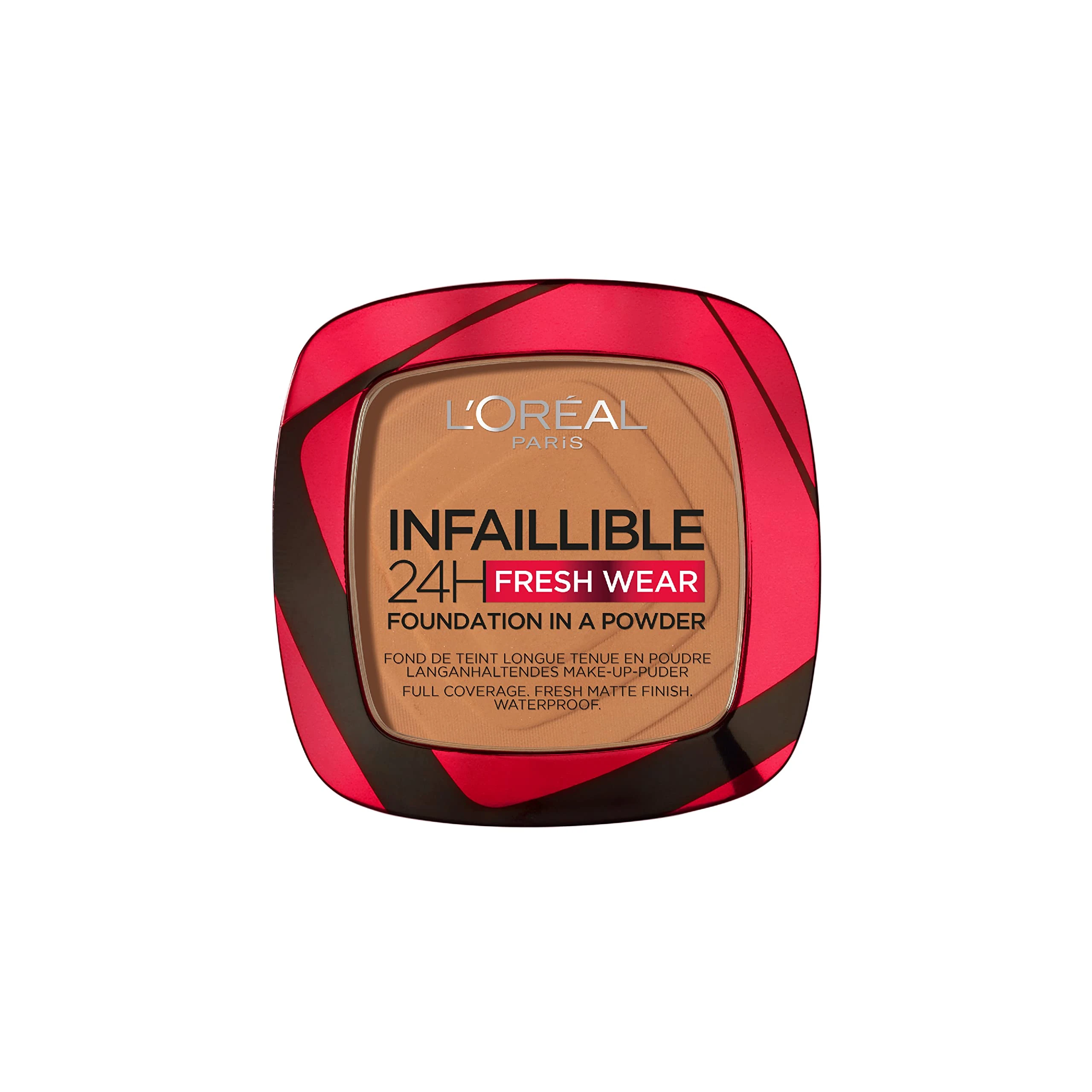 L'Oréal Paris Infallible 24H Fresh Wear Foundation in a Powder, Full-coverage, Longwear, Weightless Smooth Finish, Water-proof and Transfer-proof, 330 Hazelnut