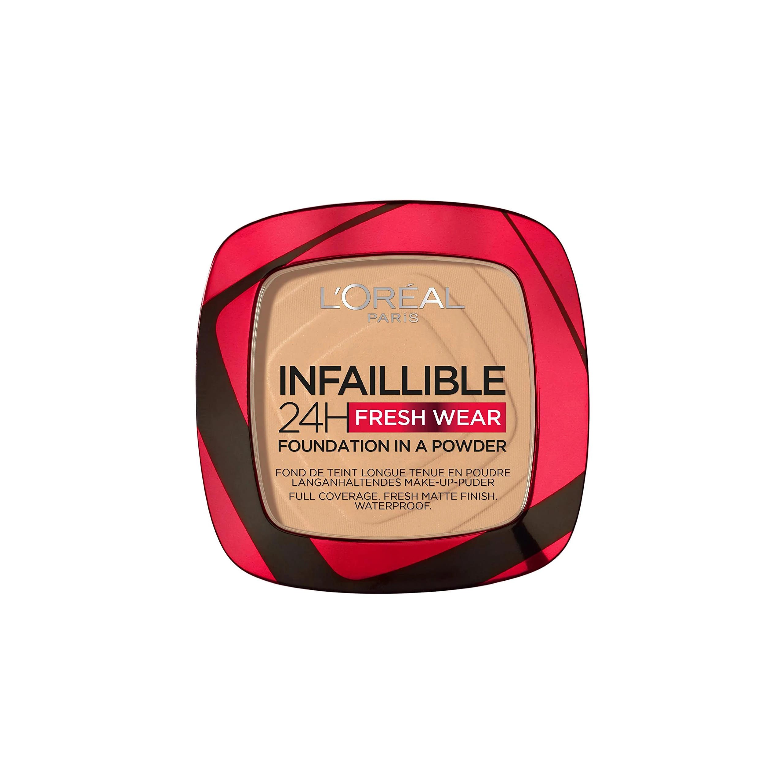 L'Oréal Paris Infallible 24H Fresh Wear Foundation in a Powder, Full-coverage, Longwear, Weightless Smooth Finish, Water-proof and Transfer-proof, 200 Golden Sand