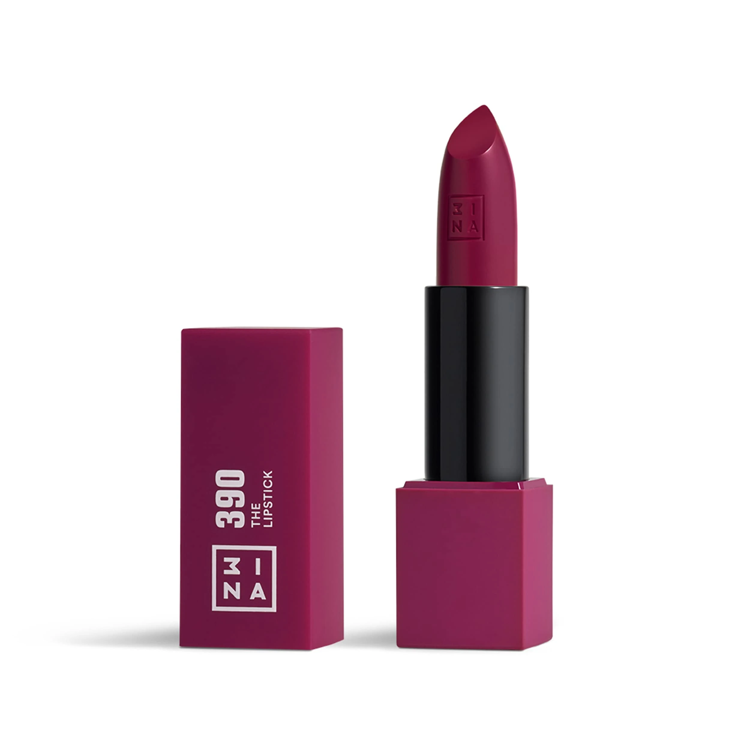 3INA MAKEUP - The Lipstick 390- Dark Purple Lipstick with Vitamin E & Shea Butter to Nourish the Lips - Long Lasting Lip Colour with Matte Finish and Creamy Texture - Vegan - Cruelty Free
