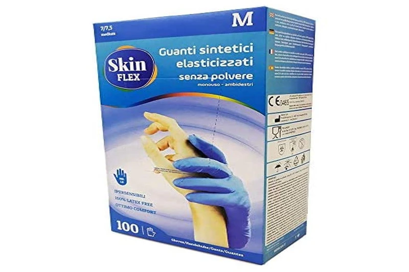 100 gloves size M in Nitril Sint medical use CE certificates latex free hypoallergenic with cuff tear protection disposable gloves