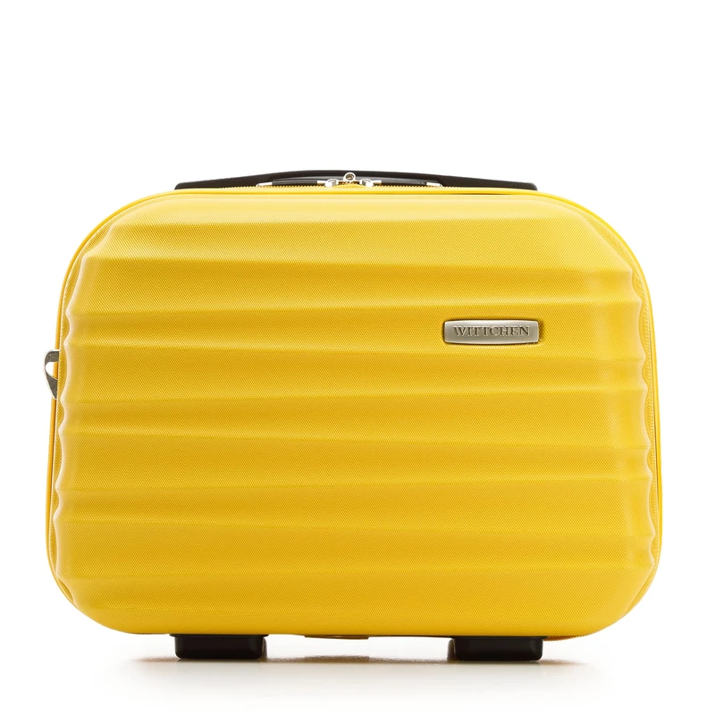 WITTCHEN Cosmetic Case Travel Suitcase Carry-On Cabin Luggage Hardshell Made of ABS Combination Lock Groove Line Yellow