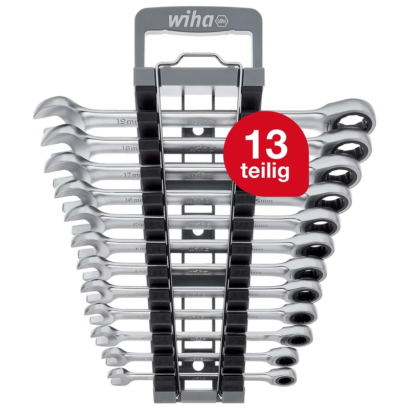 Wiha 303-91 Ratcheting Combination Wrench Set 13 pcs, Red - Image 1