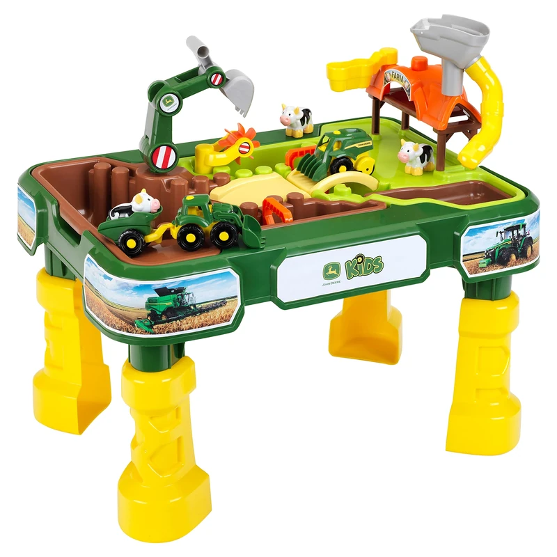 Theo Klein| John Deere Farm sand play table, water play table I With farm animals and vehicles I Water and sand basins I Dimensions: 64 cm x 46 cm x 60 cm I Toys for children aged 18 months and over