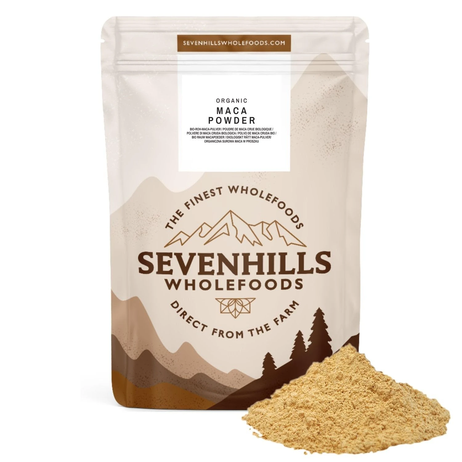 Sevenhills Wholefoods Organic Maca Powder 200g from Peru | Pure Maca Root | Yellow, Red, and Black | Vegan, Gluten-Free, Non-GMO, Kosher