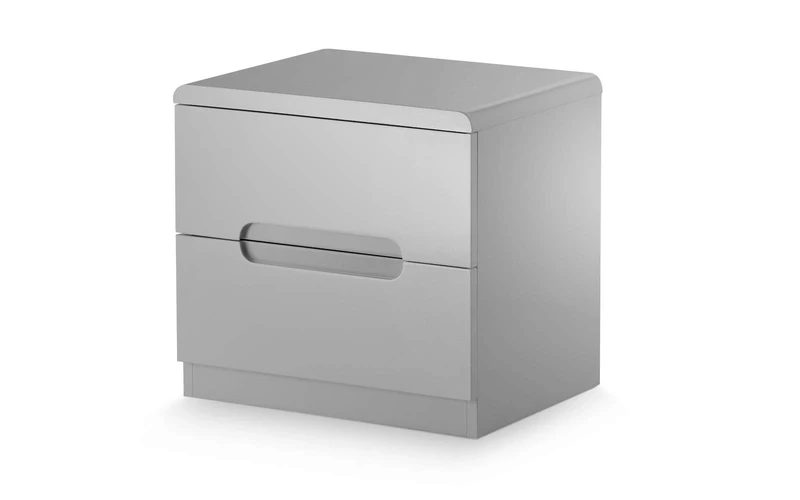 Julian Bowen Manhattan 2 Drawer Bedside - Grey High Gloss Bedsides