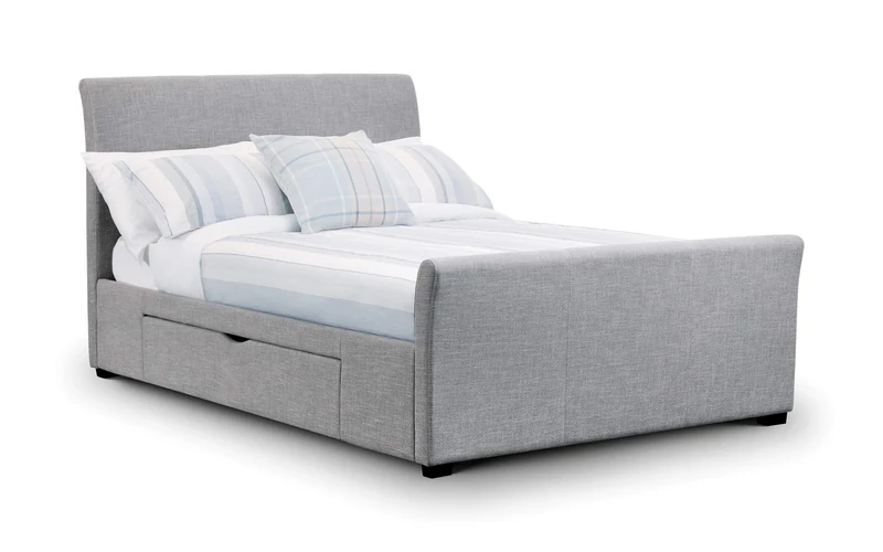 Julian Bowen Capri Fabric Bed With Drawers 180Cm, Light Grey