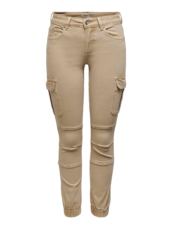 ONLY Cargo Jeans Hose | Stretch Denim Jogger Pants | Slim Mid Waist Karottenhose ONLMISSOURI, Farben:Beige, Größe:34W / 30L, Z-Länge:L30 - Image 1